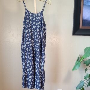 J for JUSTIFY Navy Daisy Floral Adjustable Strap Maxi Dress Size L
